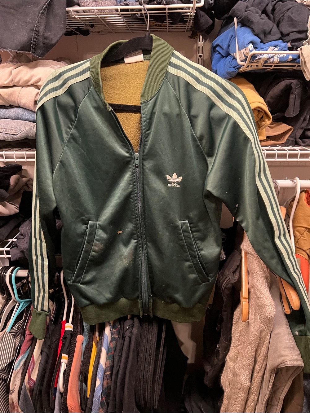 adidas Dark Green Track Jacket, custom “Playgirls” screenprint